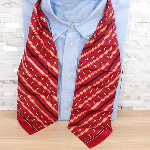 Ascot Cravat Neck Tie Mens Red Striped Classic Formal Oxford Tuxedo Party Suit - Picture 1 of 9